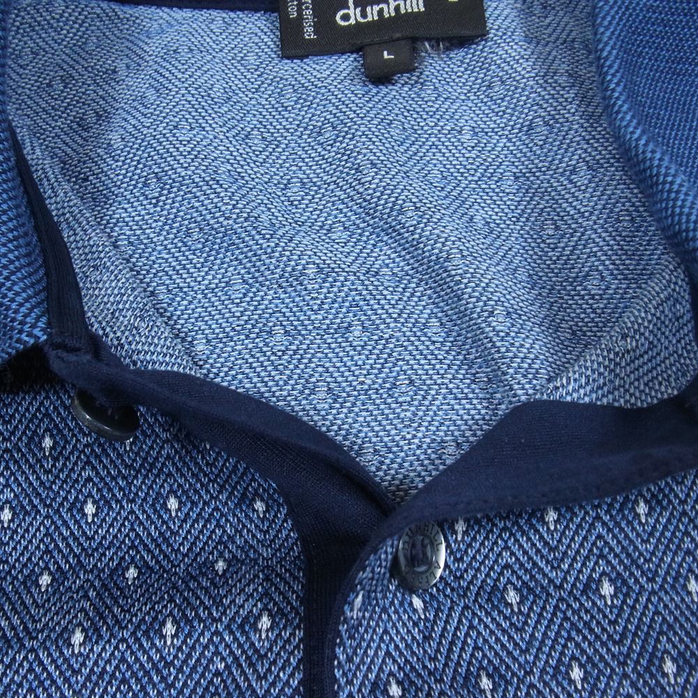 Dunhill ダンヒル KK2-T-LIT177 イタリア製 ポケット付き ロゴ刺繍 長袖 ポロシャツ マルチカラー系 グレー系 ホワイト系 L【中古】