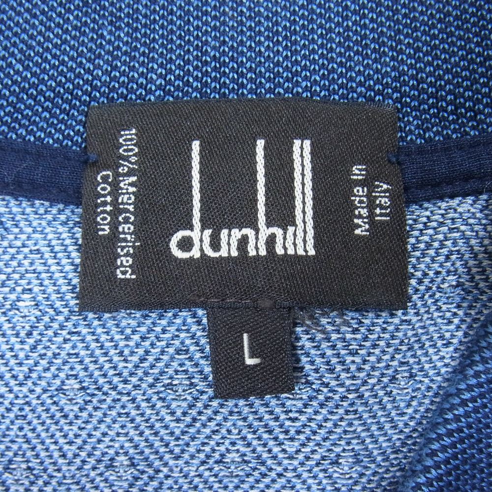 Dunhill ダンヒル KK2-T-LIT177 イタリア製 ポケット付き ロゴ刺繍 長袖 ポロシャツ マルチカラー系 グレー系 ホワイト系 L【中古】