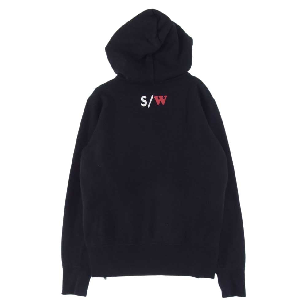 Sacai サカイ 19-04289 ロゴプリント サイドジップ パーカー ブラック系 1【中古】