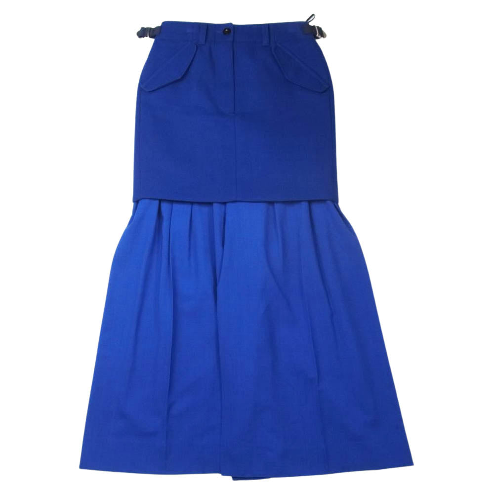 Sacai サカイ 21AW 21-05784 Suiting Skirt メルトン レイヤード スーチング マキシ スカート ブルー系 1【中古】