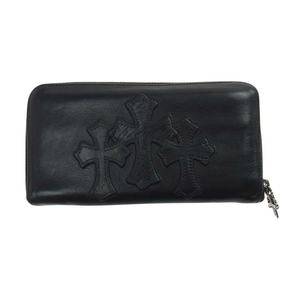 CHROME HEARTS クロムハーツ（原本無） REC F ZIP 3セメタリークロス パッチ ラウンドジップ ロングウォレット 長財布 ブラック系【中古】