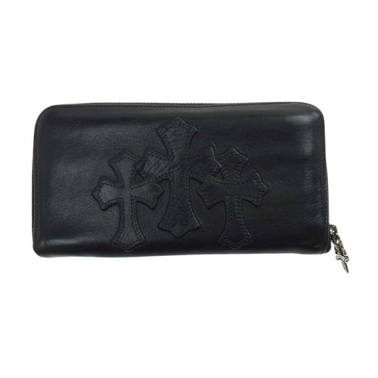 CHROME HEARTS クロムハーツ（原本無） REC F ZIP 3セメタリークロス パッチ ラウンドジップ ロングウォレット 長財布 ブラック系【中古】