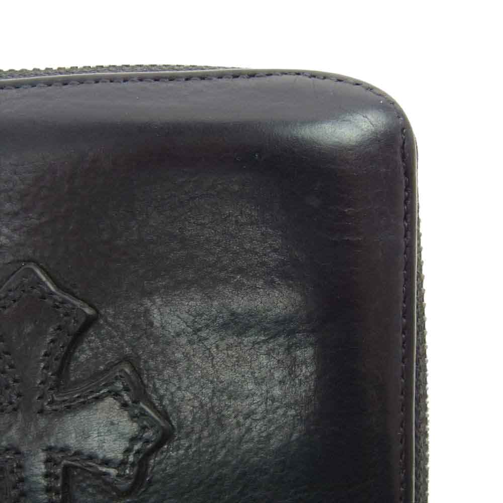CHROME HEARTS クロムハーツ（原本無） REC F ZIP 3セメタリークロス パッチ ラウンドジップ ロングウォレット 長財布 ブラック系【中古】