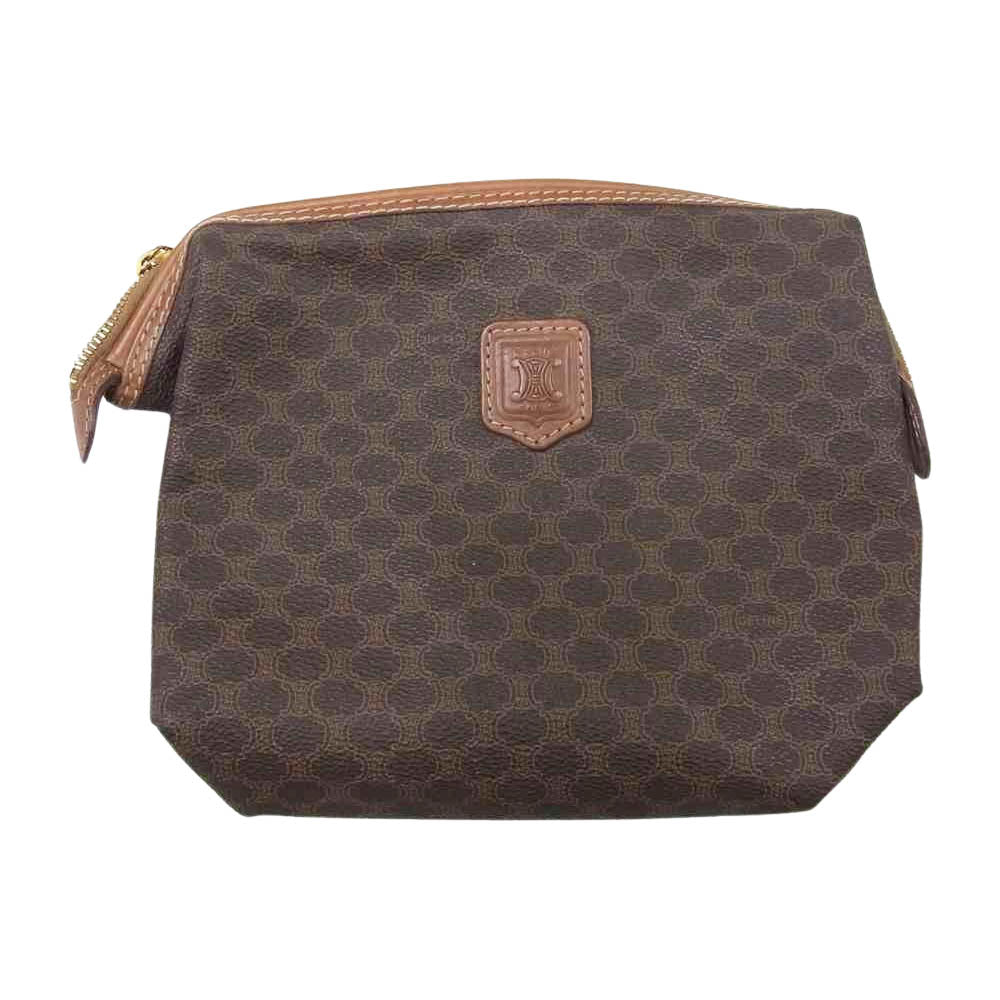 CELINE セリーヌ マカダム レザー ポーチ  ブラウン系【中古】