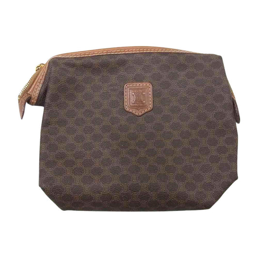 CELINE セリーヌ マカダム レザー ポーチ  ブラウン系【中古】