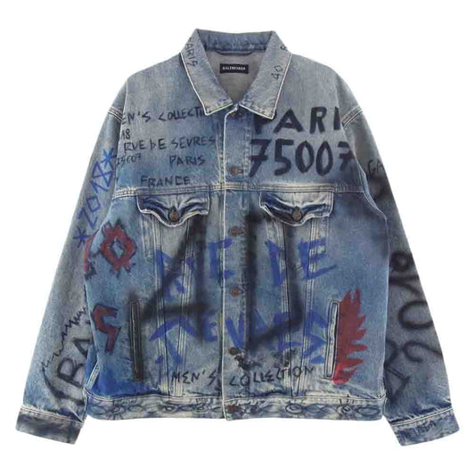 BALENCIAGA バレンシアガ 18AW 534556 TBP33 国内正規品 Graphic Denim Jacket グラフィック デニム ジャケット 48【中古】