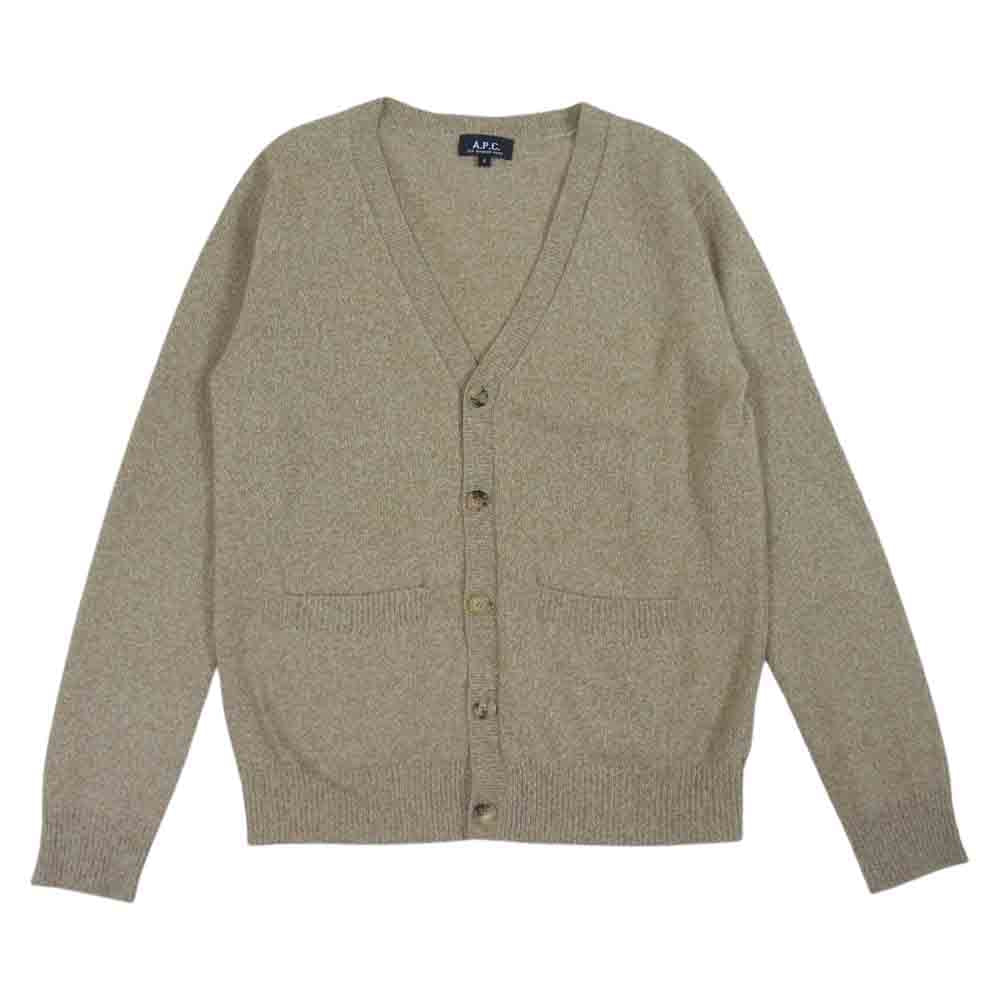 A.P.C. アーペーセー メランジ ウール ニット カーディガン ライトブラウン系 カーキ系 S【中古】