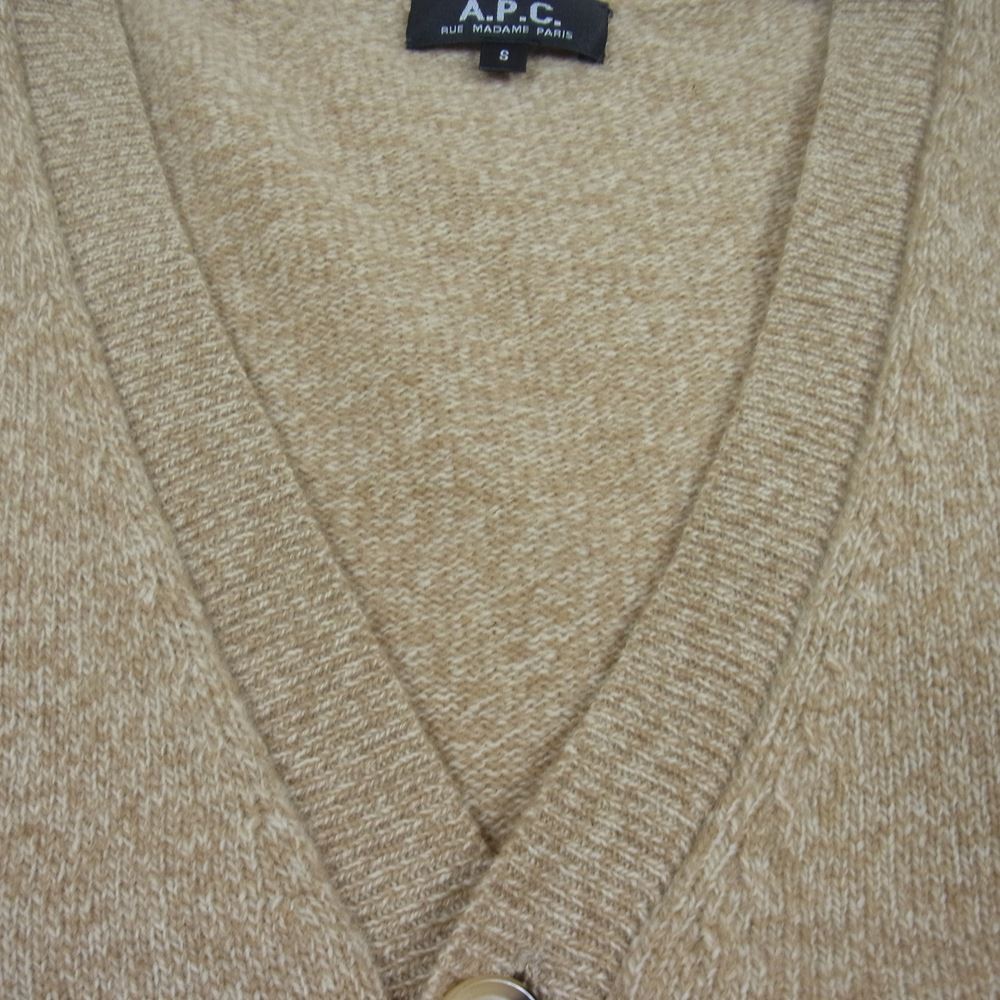 A.P.C. アーペーセー メランジ ウール ニット カーディガン ライトブラウン系 カーキ系 S【中古】