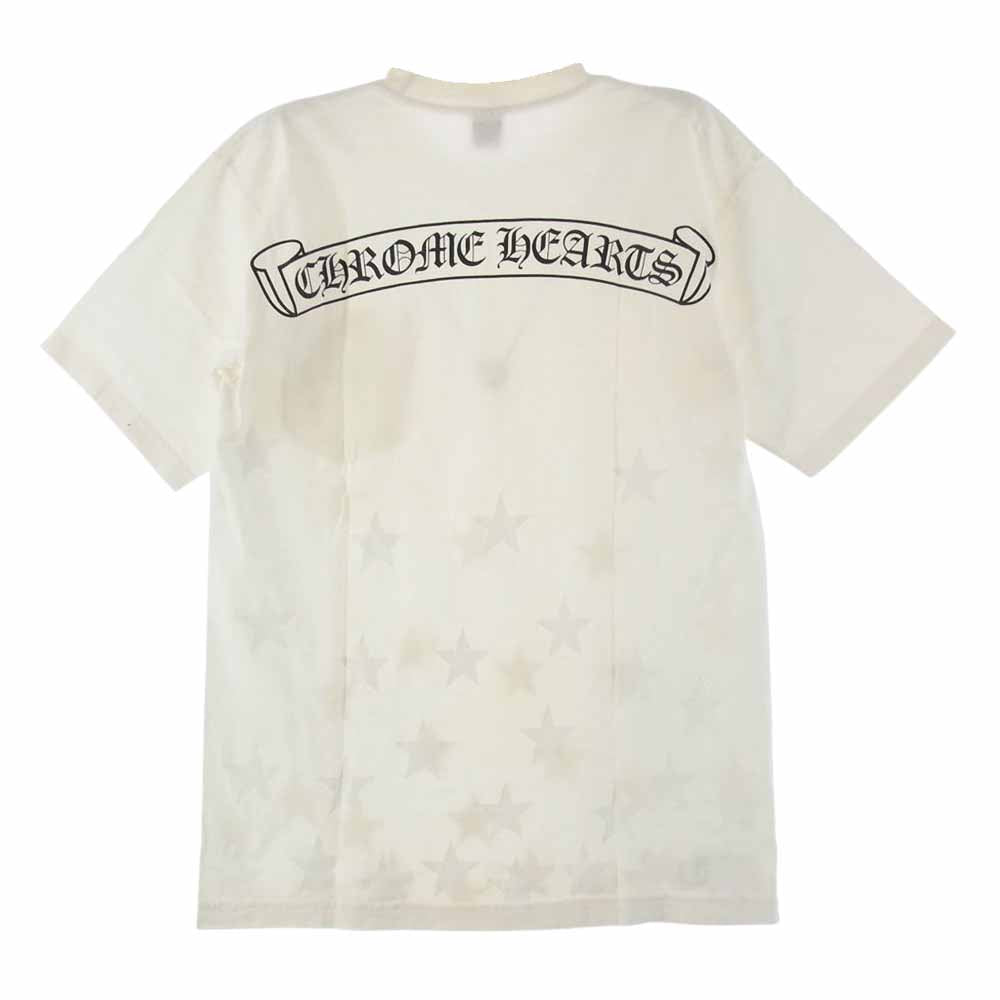 CHROME HEARTS クロムハーツ（原本無） CHプラス スター総柄 バックロゴ ポケット付き 半袖Tシャツ オフホワイト系 M【中古】
