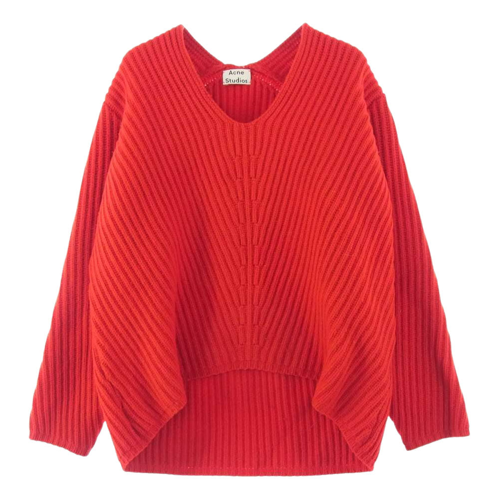 ACNE STUDIOS アクネストゥディオズ Vネック ウール リブ ニット セーター レッド系 XS【中古】