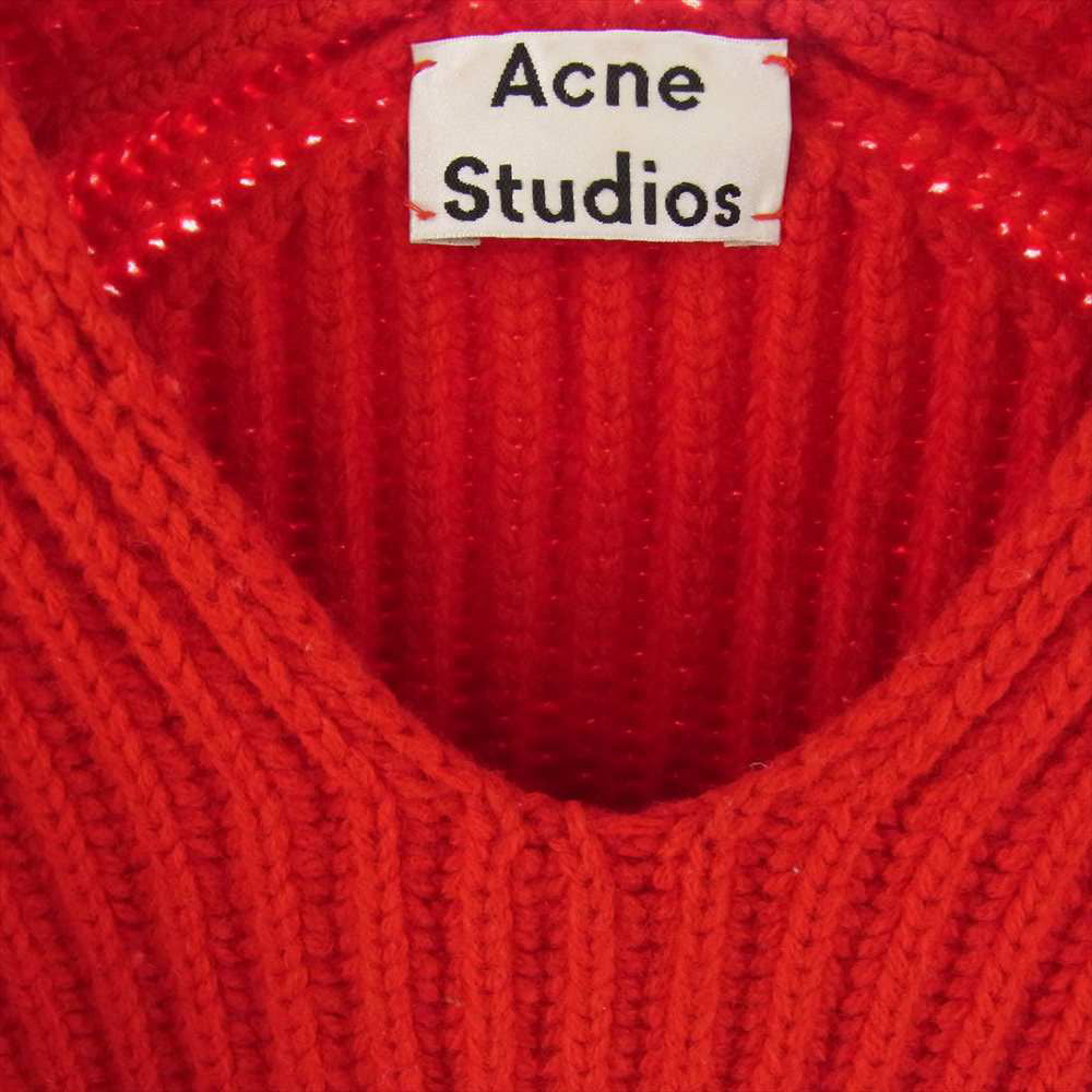 ACNE STUDIOS アクネストゥディオズ Vネック ウール リブ ニット セーター レッド系 XS【中古】
