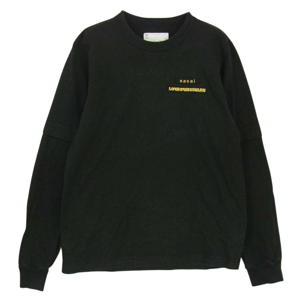 Sacai サカイ 21SS 21-0175S Hank Willis Thomas Graphic L/S レイヤード バックプリント 長袖カットソー ブラック系 1【中古】