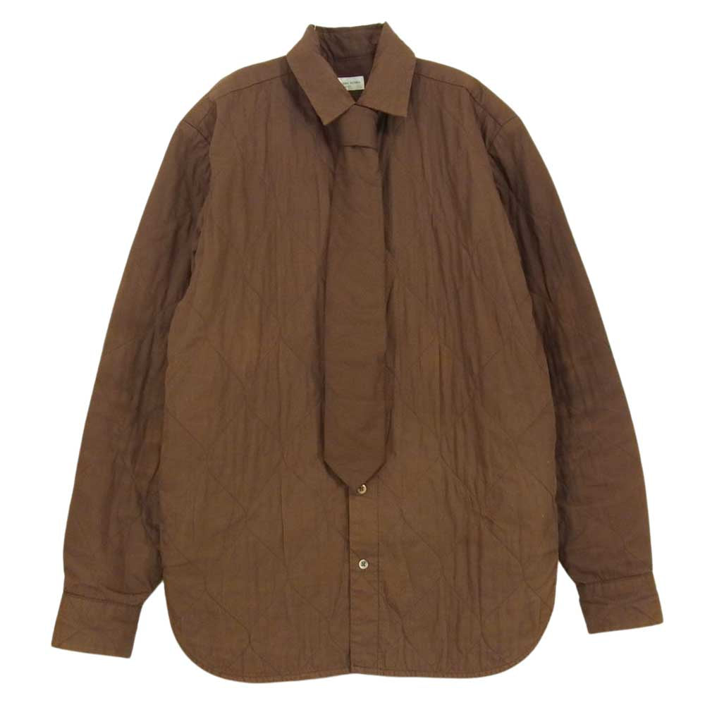 DRIES VAN NOTEN ドリスヴァンノッテン ネクタイ付き キルティング シャツ ブラウン系 44【中古】
