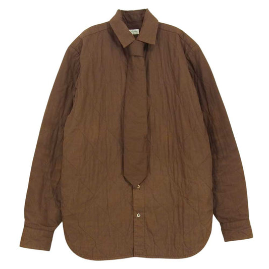 DRIES VAN NOTEN ドリスヴァンノッテン ネクタイ付き キルティング シャツ ブラウン系 44【中古】