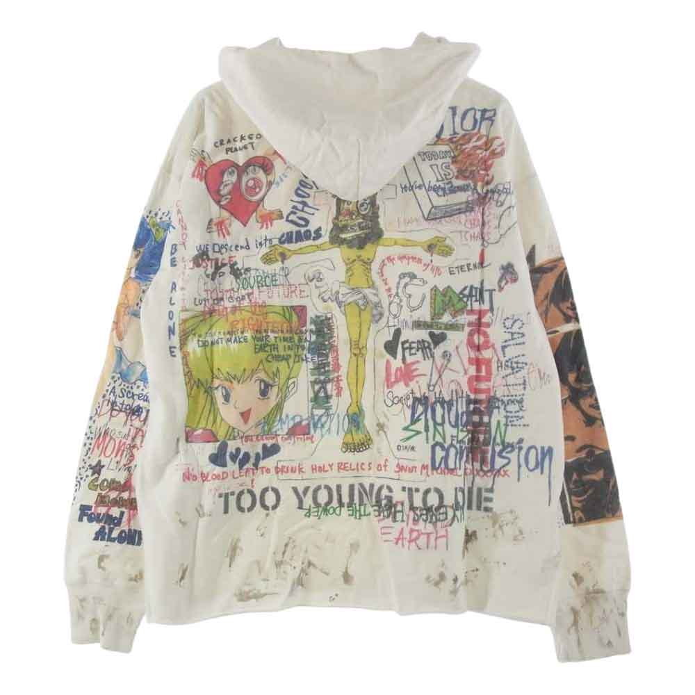 セントマイケル × 村上隆 GRAFF PULLOVER HOODIE グラフティー スウエット パーカー フーディ XL ホワイト系 XL【美品】【中古】