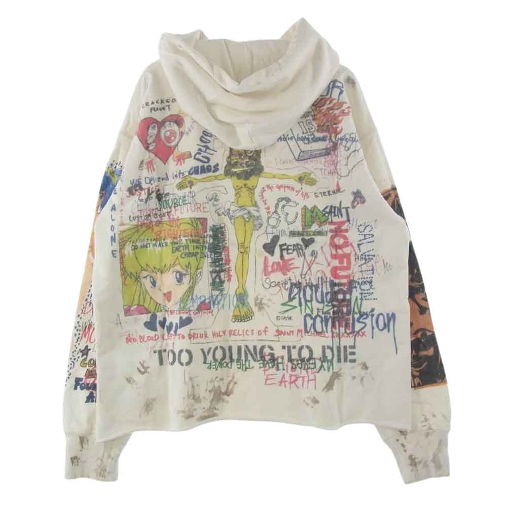 セントマイケル × 村上隆 GRAFF PULLOVER HOODIE  グラフティー スウエット パーカー フーディ L ホワイト系 L【中古】