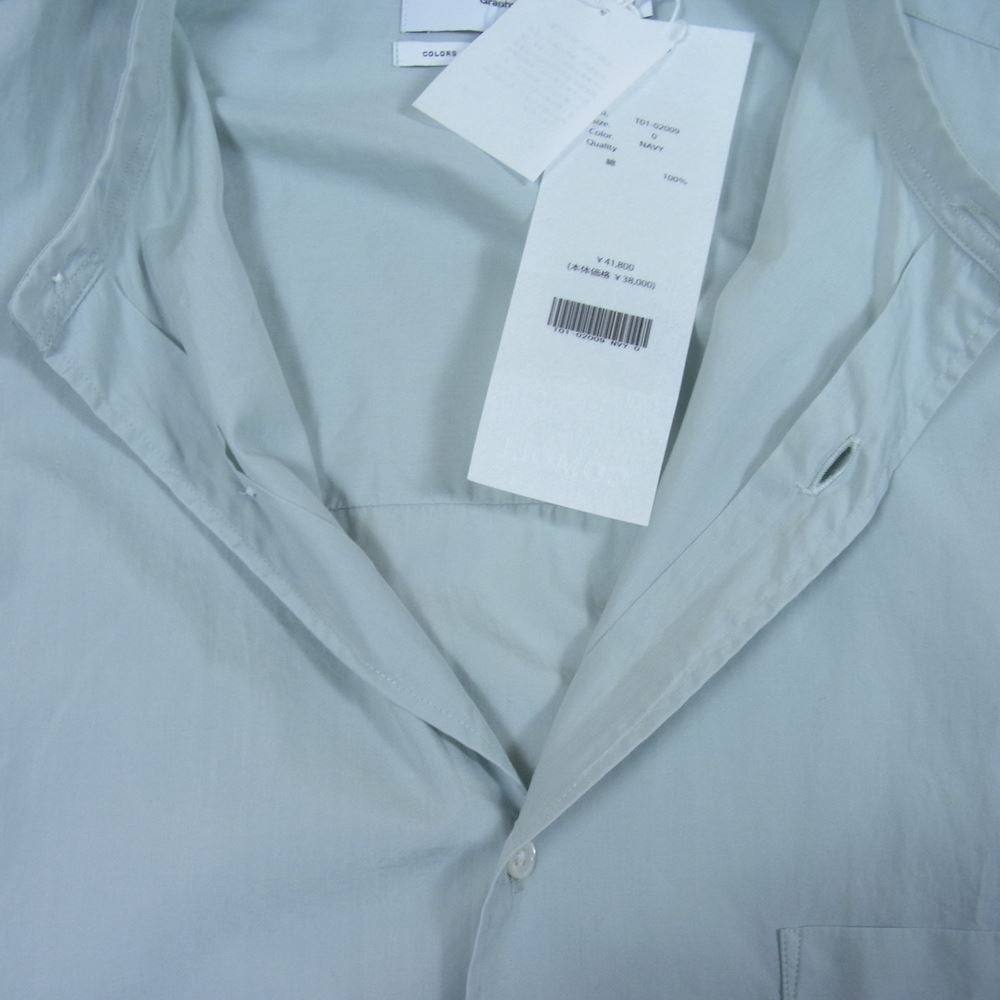 GRAPHPAPER グラフペーパー 22SS GM221-50225 Broad L/S Oversized Band Collar Shirt オーバーサイズ バンドカラー コットン シャツ  ライトグリーン系 F【中古】