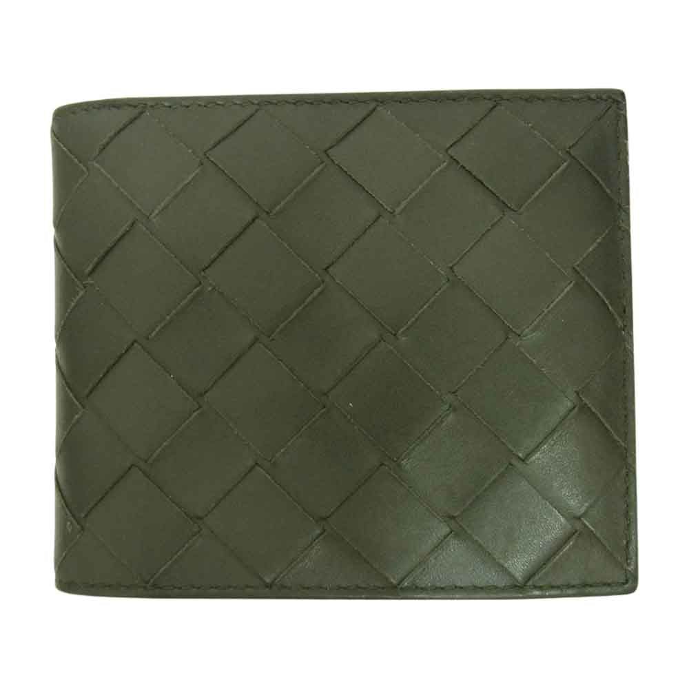BOTTEGAVENETA ボッテガヴェネタ イントレチャート 2つ折り財布 ウォレット ブラック系【中古】