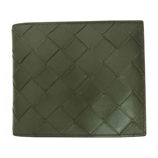 BOTTEGAVENETA ボッテガヴェネタ イントレチャート 2つ折り財布 ウォレット ブラック系【中古】