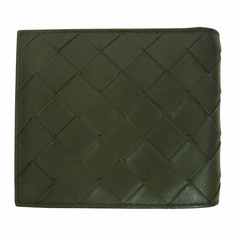BOTTEGAVENETA ボッテガヴェネタ イントレチャート 2つ折り財布 ウォレット ブラック系【中古】