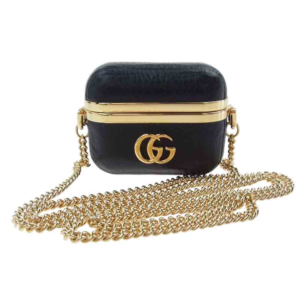 GUCCI グッチ 6759641 GGマーモント AirPods Pro ケース ブラック系 ゴールド系【中古】