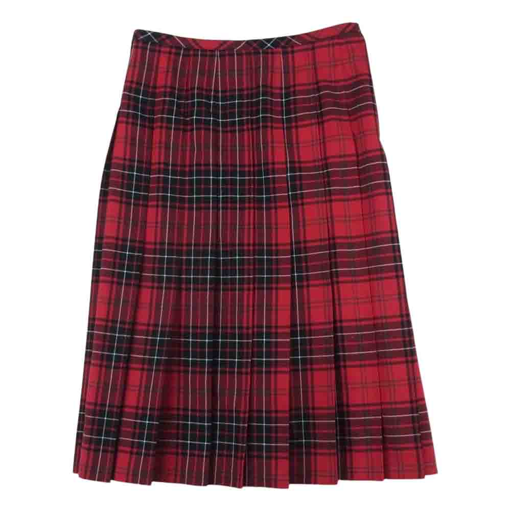 JUNYA WATANABE COMME des GARCONS ジュンヤワタナベコムデギャルソン JT-S007 AD2017 CHECK PLEATED SKIRT チェック プリーツ ウール スカート レッド系 M【中古】