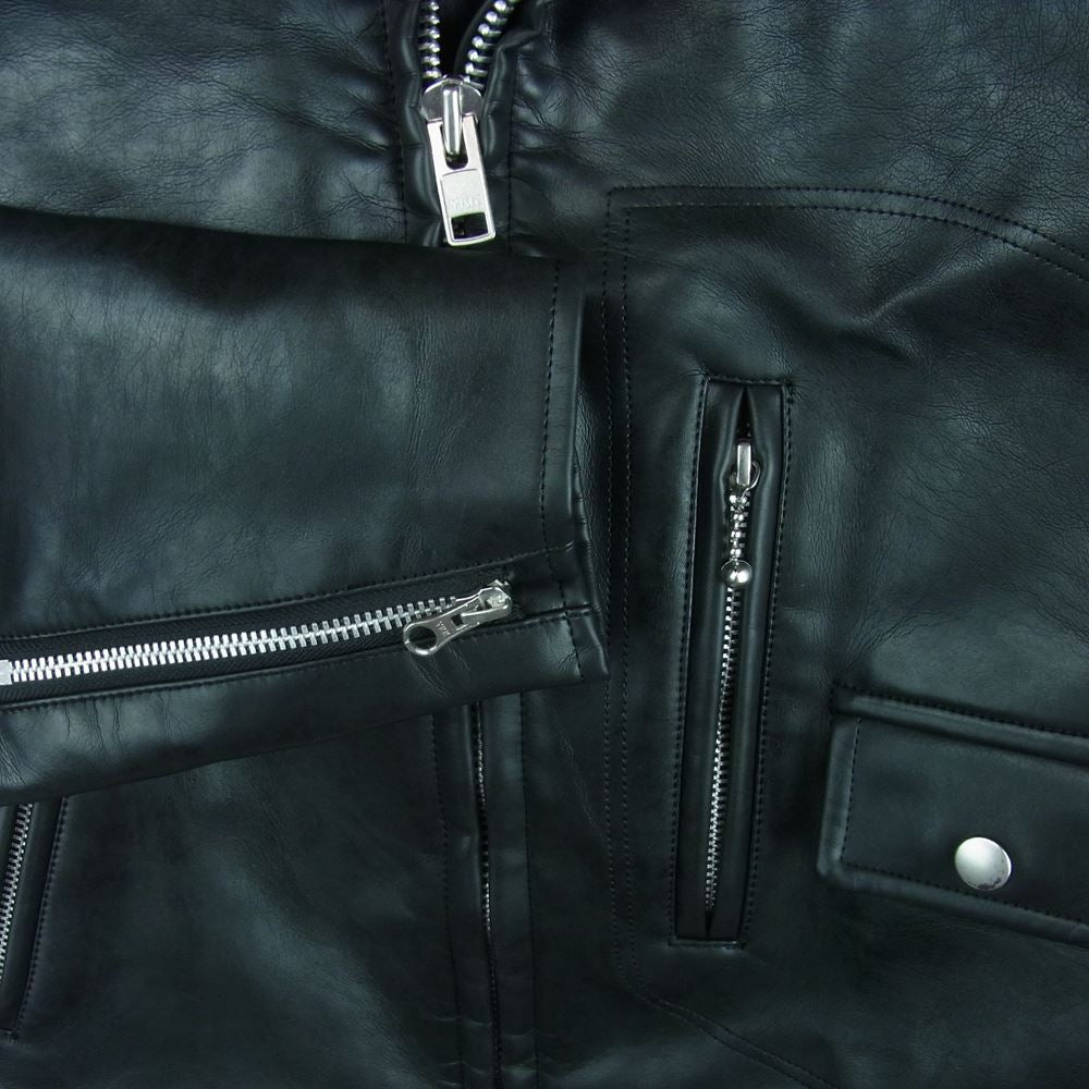 JUNYA WATANABE COMME des GARCONS ジュンヤワタナベコムデギャルソン JS-J002 AD2016 FAUX LEATHER DOUBLE RIDERS JACKET フェイクレザー ダブル ライダース ジャケット ブラック系 S【中古】