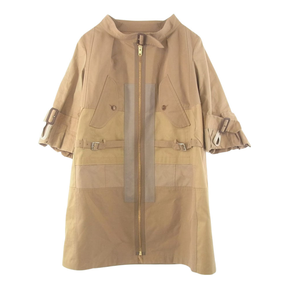 JUNYA WATANABE COMME des GARCONS ジュンヤワタナベコムデギャルソン 20SS JE-O029 PATCHWORK TRENCH COAT パッチワーク フルジップ トレンチ コート ライトブラウン系 ベージュ系 M【美品】【中古】