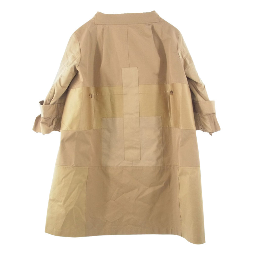 JUNYA WATANABE COMME des GARCONS ジュンヤワタナベコムデギャルソン 20SS JE-O029 PATCHWORK TRENCH COAT パッチワーク フルジップ トレンチ コート ライトブラウン系 ベージュ系 M【美品】【中古】
