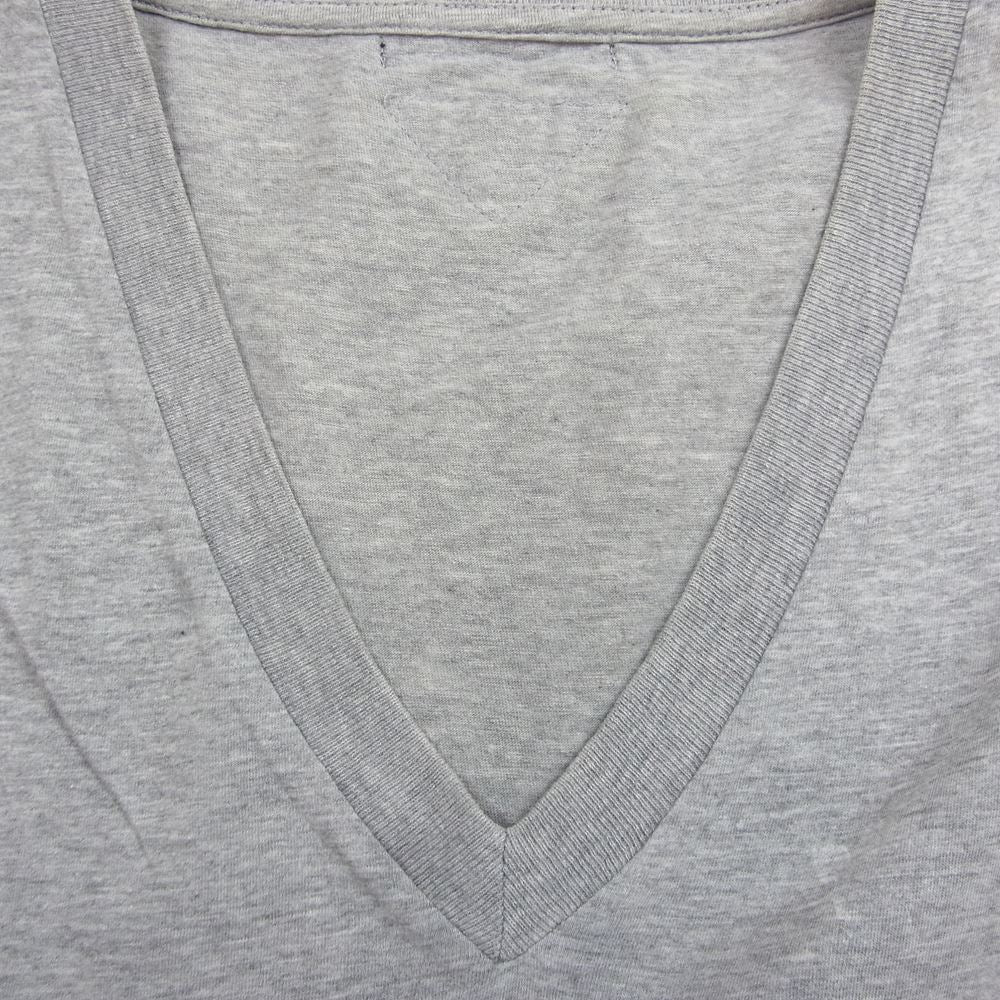 PRADA プラダ 三角タグ Vネック 半袖カットソー グレー系 XL【中古