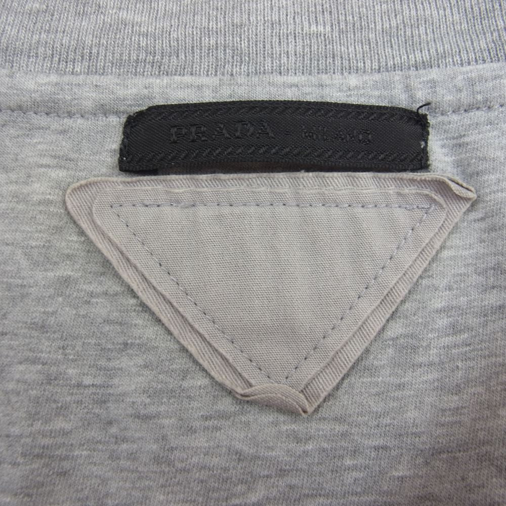 PRADA プラダ 三角タグ Vネック 半袖カットソー グレー系 XL【中古】