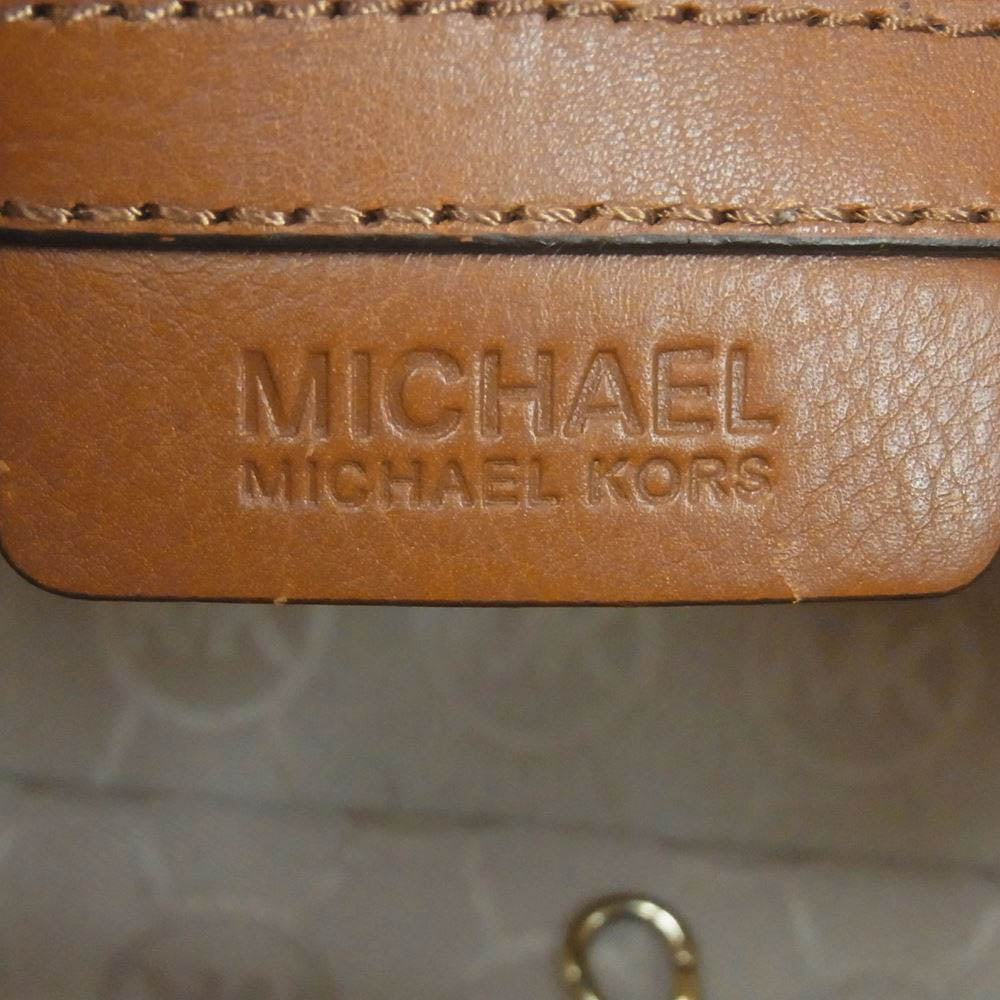Michael Kors マイケルコース LARGE HAMILTON STRIPED CANVAS TOTE ラージ ハミルトン チェーン ショルダー バッグ キャンバス レザー オフホワイト系 ブラウン系 ネイビー系【中古】