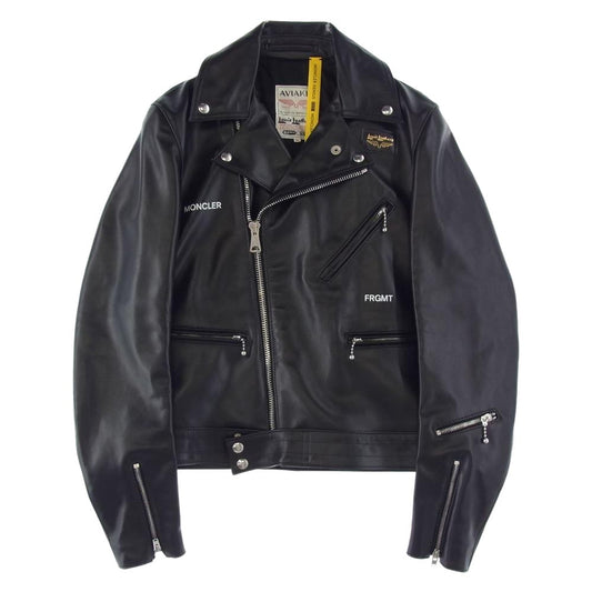 MONCLER モンクレール GENIUS × Lewis Leathers × FRAGMENT DWAYNE CYCLONE ジーニアス ルイスレザー フラグメント ドウェイン サイクロン レザー ライダースジャケット ブラック系 36【新古品】【未使用】【中古】
