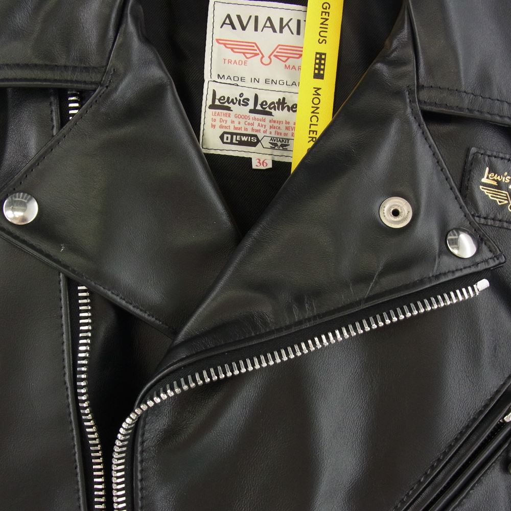 MONCLER モンクレール GENIUS × Lewis Leathers × FRAGMENT DWAYNE CYCLONE ジーニアス ルイスレザー フラグメント ドウェイン サイクロン レザー ライダースジャケット ブラック系 36【新古品】【未使用】【中古】