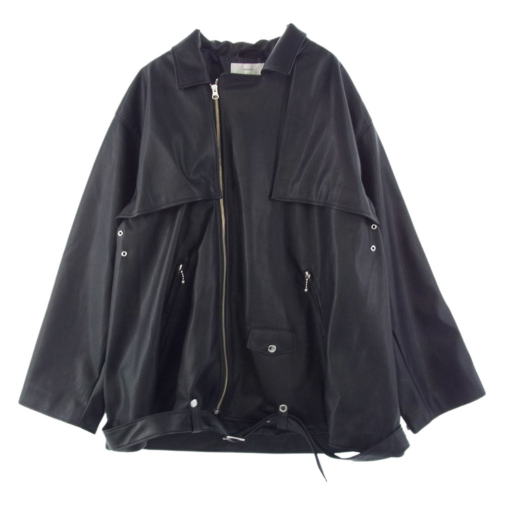 アドラー シンセティック レザー オーバー ダブル ライダース ジャケット ブラック系 M【中古】
