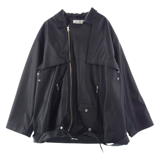 アドラー シンセティック レザー オーバー ダブル ライダース ジャケット ブラック系 M【中古】
