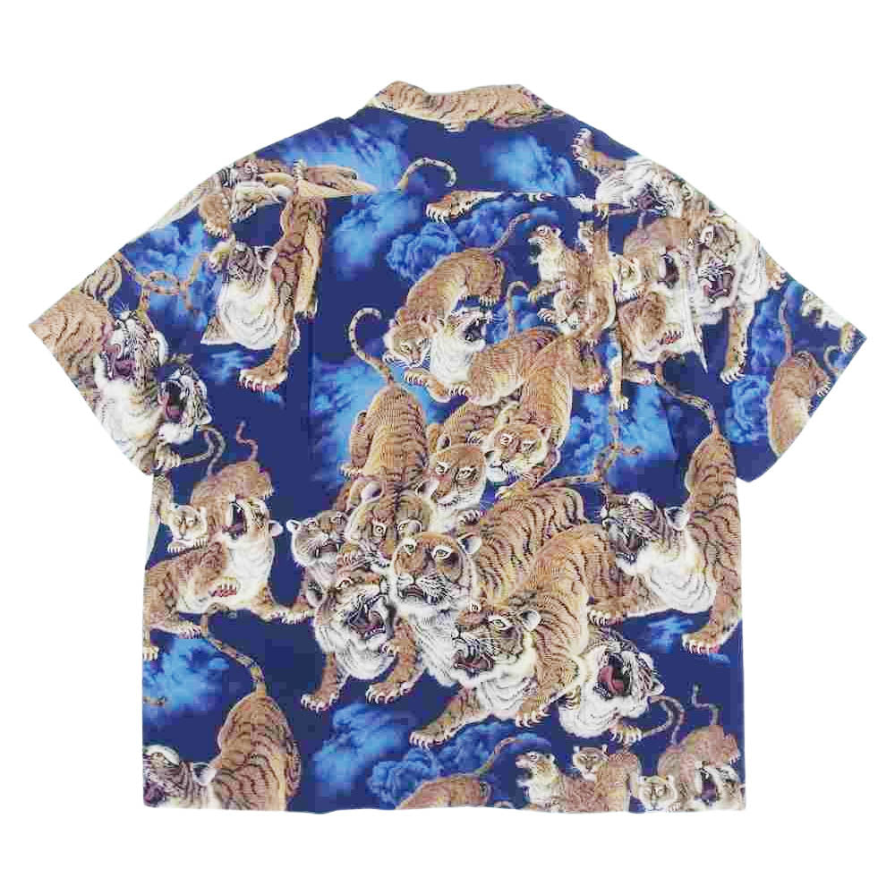 東洋エンタープライズ SS38201 SUN SURF サンサーフ SPECIAL EDITION S/S RAYON HAWAIIAN SHIRT ONE HUNDRED TIGERS 百虎 ネイビー系 L【極上美品】【中古】