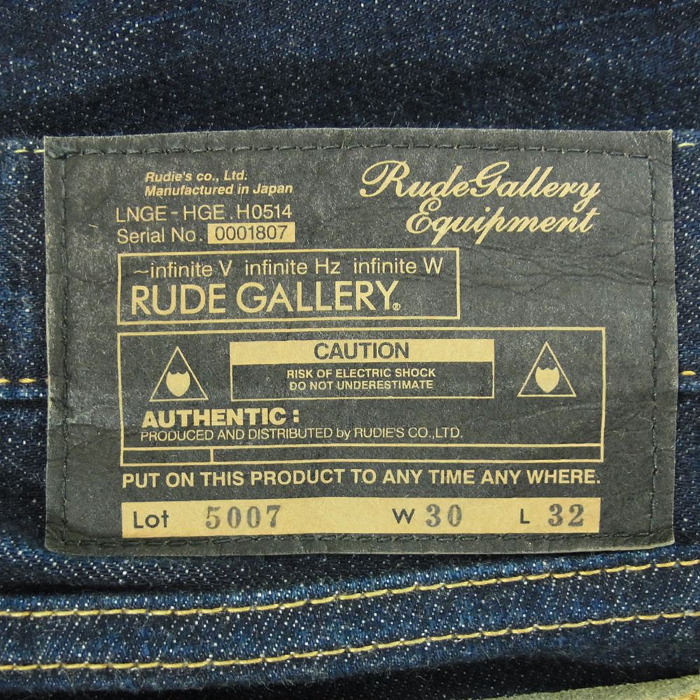 RUDE GALLERY ルードギャラリー 5007 Denim Pants ポケット スエード 切替 デニム パンツ インディゴブルー系 30【中古】