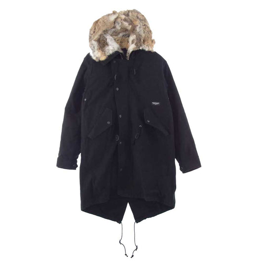 RUDE GALLERY ルードギャラリー 68948-3 Rabbit Fur Sherpa Warm Down Coat Jacket ラビット ファー シェルパ ウォーム パーカ ダウン コート ブラック系 3【美品】【中古】