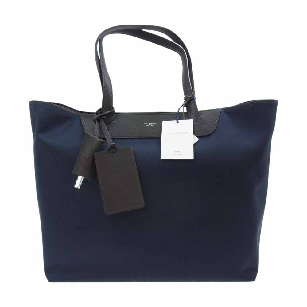 PELLE MORBIDA ペッレモルビダ pmo-ca113 CA113 パスケース ＆ ホイッスル カジュアル トート バッグ ネイビー系【新古品】【未使用】【中古】
