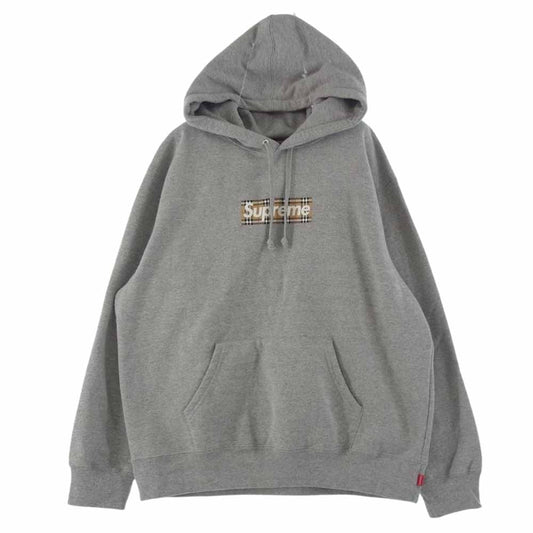 Supreme シュプリーム 22SS  × Burberry Box Logo Hooded Sweatshirt バーバリー ボックス ロゴ パーカー スウェットパーカー フーディ グレー系 S【中古】