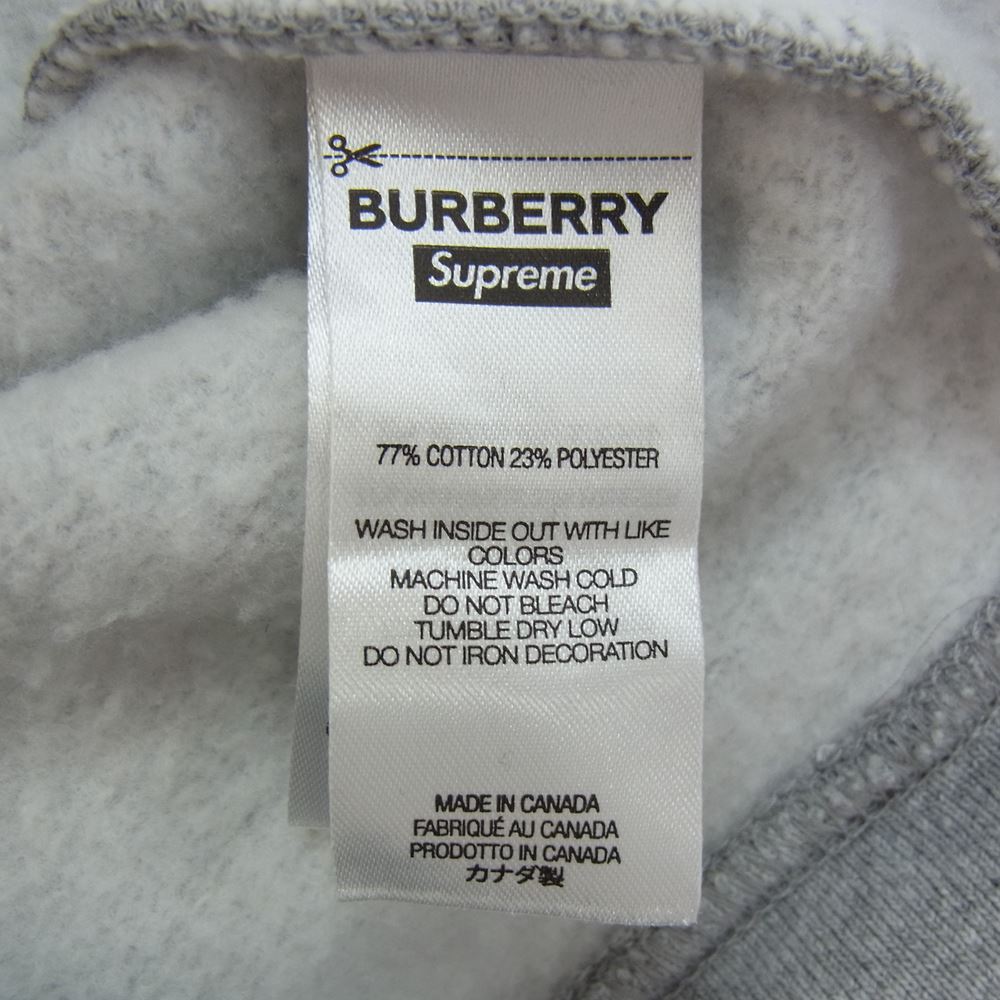 Supreme シュプリーム 22SS  × Burberry Box Logo Hooded Sweatshirt バーバリー ボックス ロゴ パーカー スウェットパーカー フーディ グレー系 S【中古】
