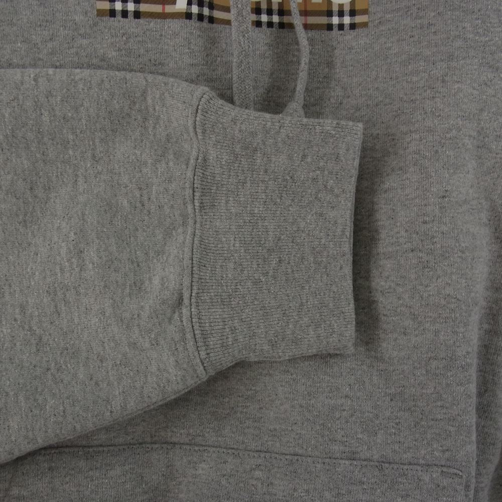 Supreme シュプリーム 22SS  × Burberry Box Logo Hooded Sweatshirt バーバリー ボックス ロゴ パーカー スウェットパーカー フーディ グレー系 S【中古】
