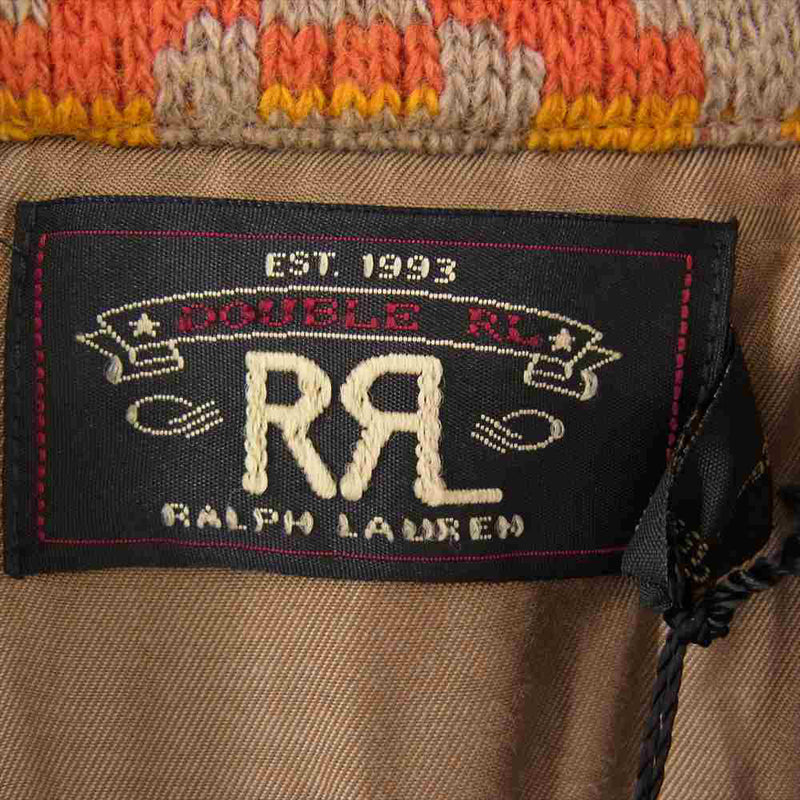 RRL ダブルアールエル Intarsia Wool and Cashmere-Blend Cardigan インターシャ ウール アンド カシミア ブレン ドカーディガン ブラウン系 レッド系 S【極上美品】【中古】