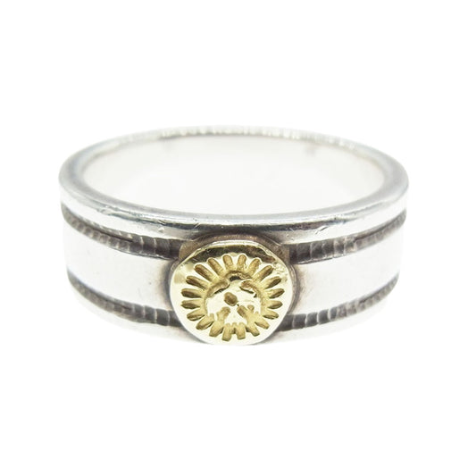 WINGROCK ウィングロック  金メタル ダブルライン 平打ち SILVER シルバー リング 指輪  23号 シルバー系【中古】