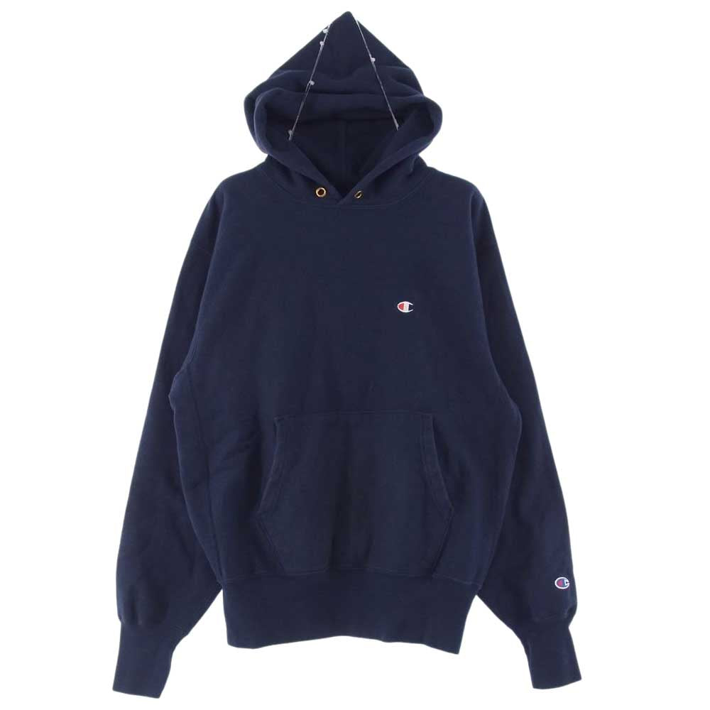 Champion チャンピオン 90s USA製 ビンテージ 刺繍タグ REVERSE WEAVE リバースウィーブ スウェットパーカー ネイビー系【中古】