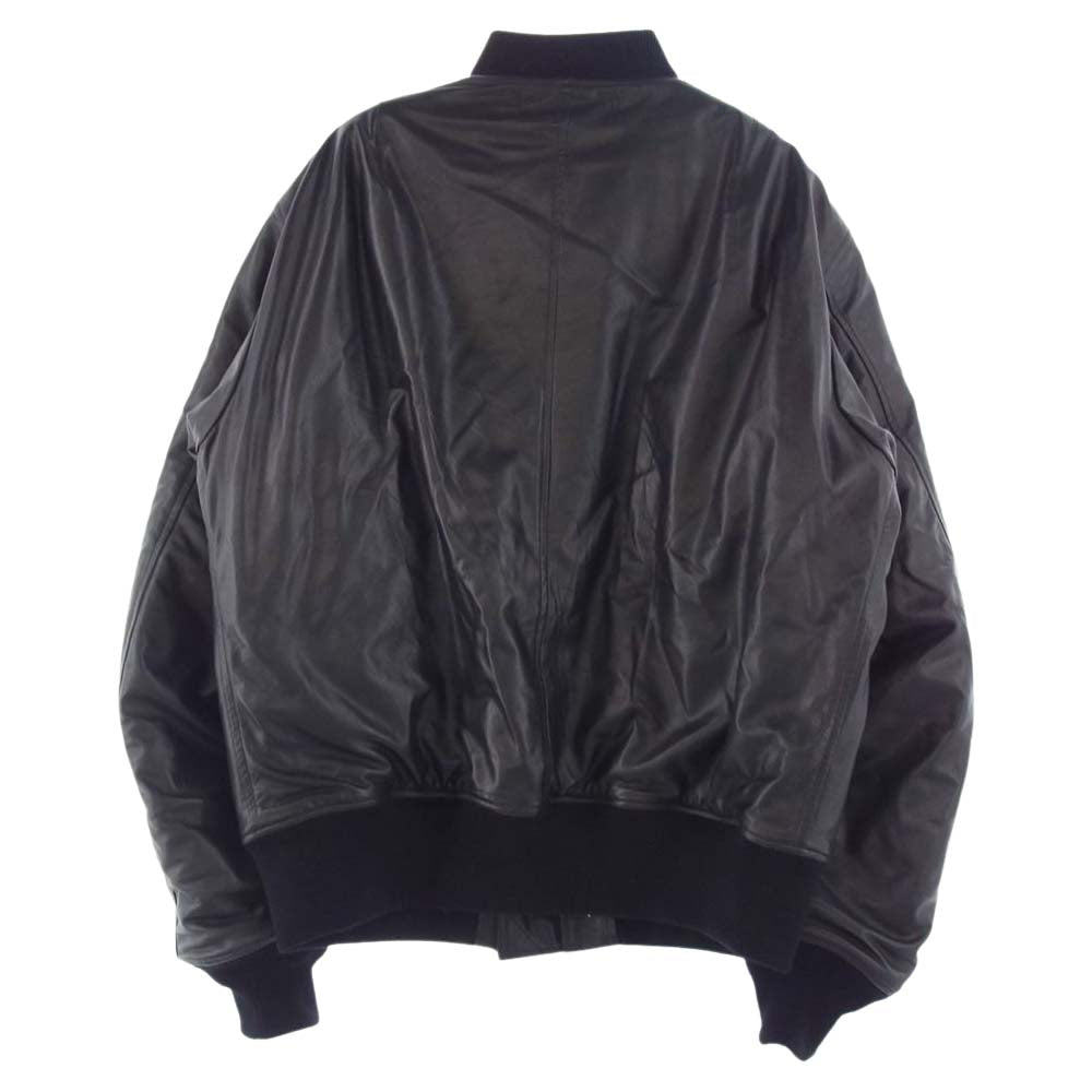 COMOLI コモリ 22SS V01-04003 裏地シルク100％ シープスキン MA-1 レザー ブルゾン ジャケット ブラック系 3【美品】【中古】