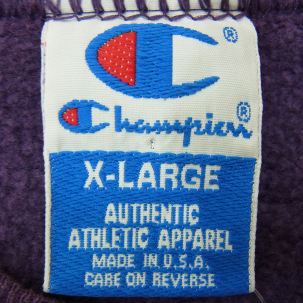 Champion チャンピオン 90s USA製 ヴィンテージ スウェット パープル系 XL【中古】