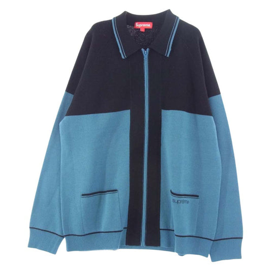 Supreme シュプリーム 19AW Color Blocked Zip Up Sweater カラー ブロック ジップ アップ スウェット ブルー系 L【中古】