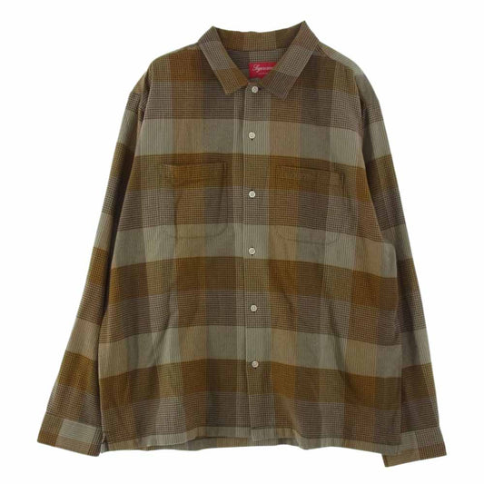 Supreme シュプリーム 22SS Plaid Flannel Shirt プレイド フランネル 長袖 シャツ グリーン系 L【美品】【中古】